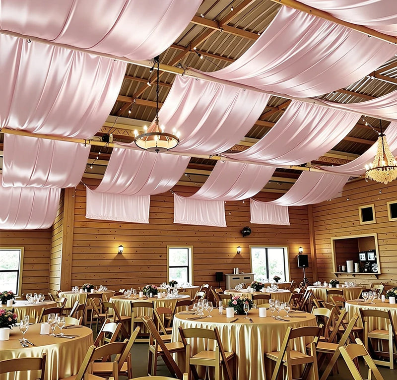 Drapé de Plafond Mariage en Satin, 16 Coloris, 3 à 12 m