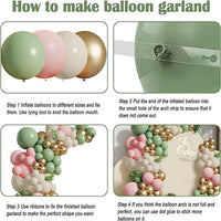 Kit Arche de Ballons Vert Sauge, Rose, Sable et Or, 125 Pièces, vue complémentaire 4