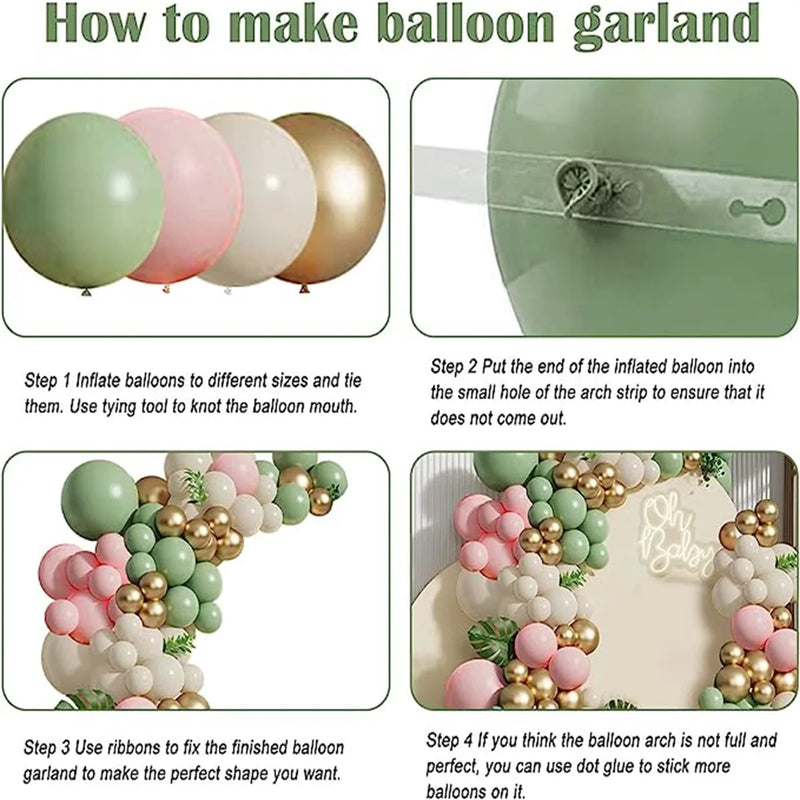 Kit Arche de Ballons Vert Sauge, Rose, Sable et Or, 125 Pièces, vue complémentaire 4