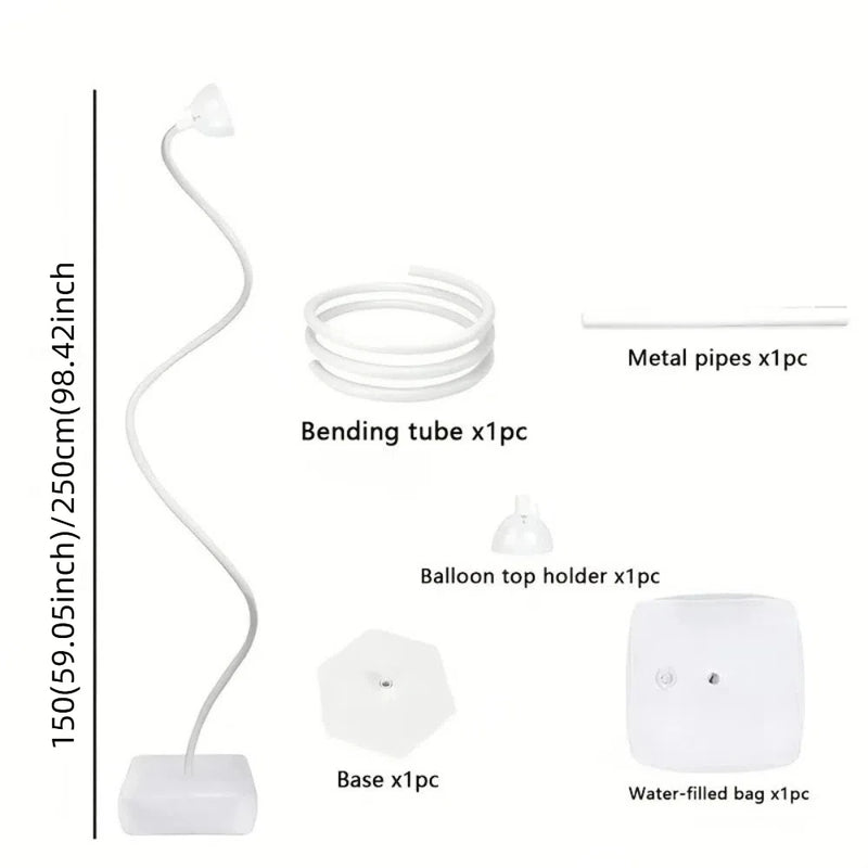Structure Demi-Arche de Ballons Cintrable avec Base à Eau, Blanc ou Doré, 150 ou 250 cm