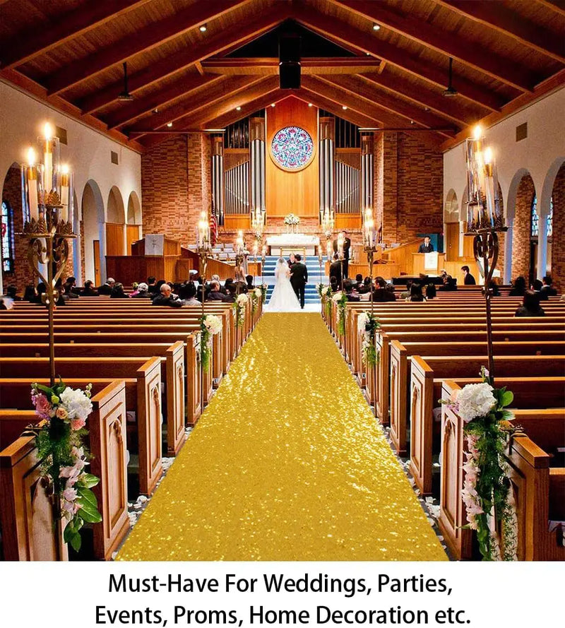 Tapis d'allée de mariage à paillettes, pour une église