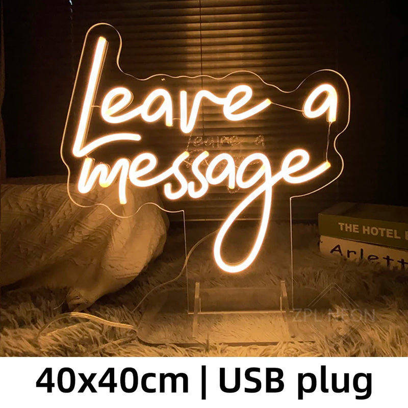 Néon « Leave a Message » pour Mariage, Cercle ou Manuscrit, 11 Couleurs, USB