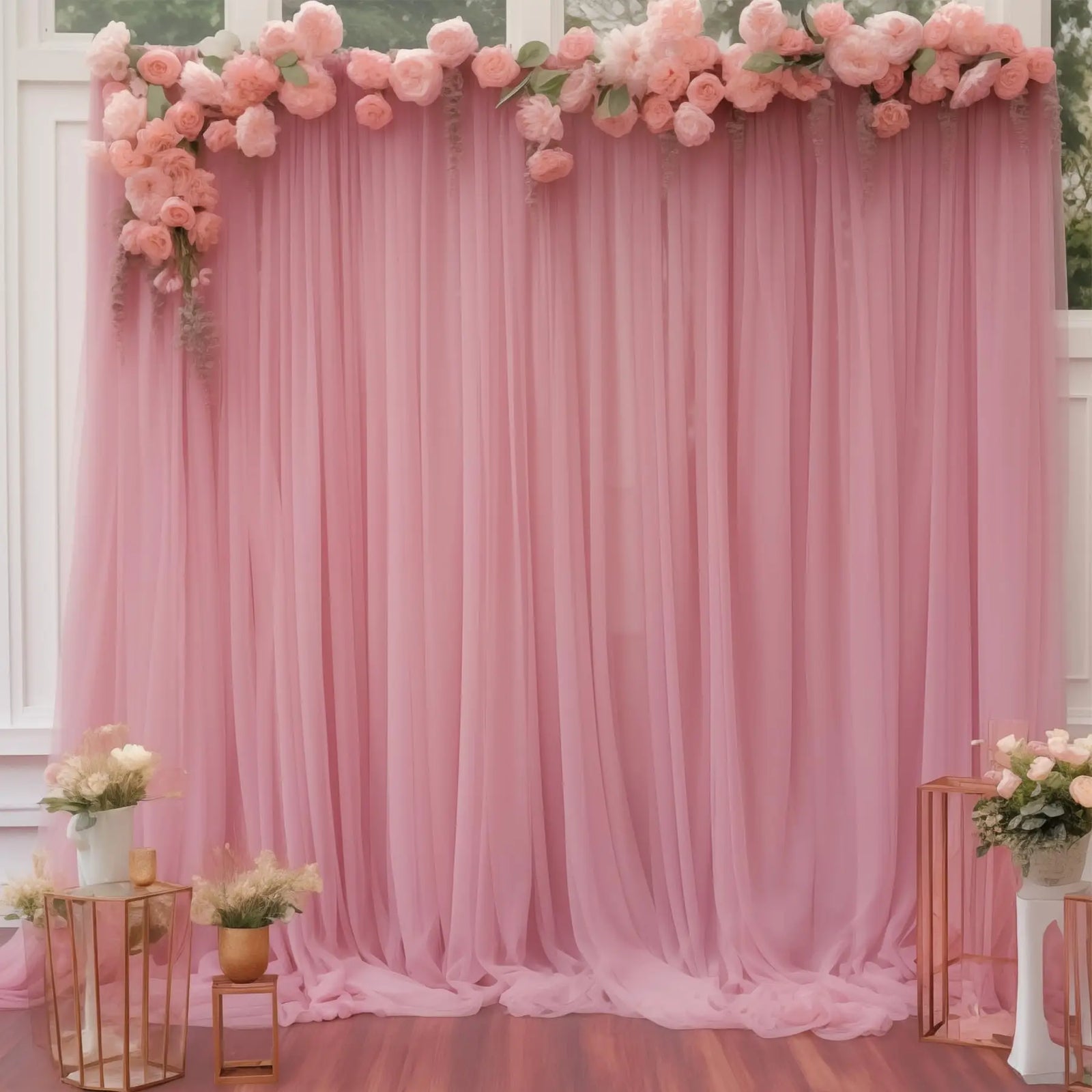 Voilage Chiffon de Mariage avec Poche pour Tringle, vue d'ensemble