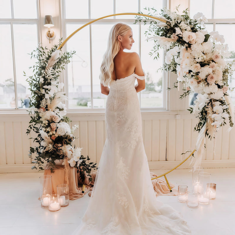 Arche de Mariage Ronde Dorée Démontable en Métal, 150 à 250 cm