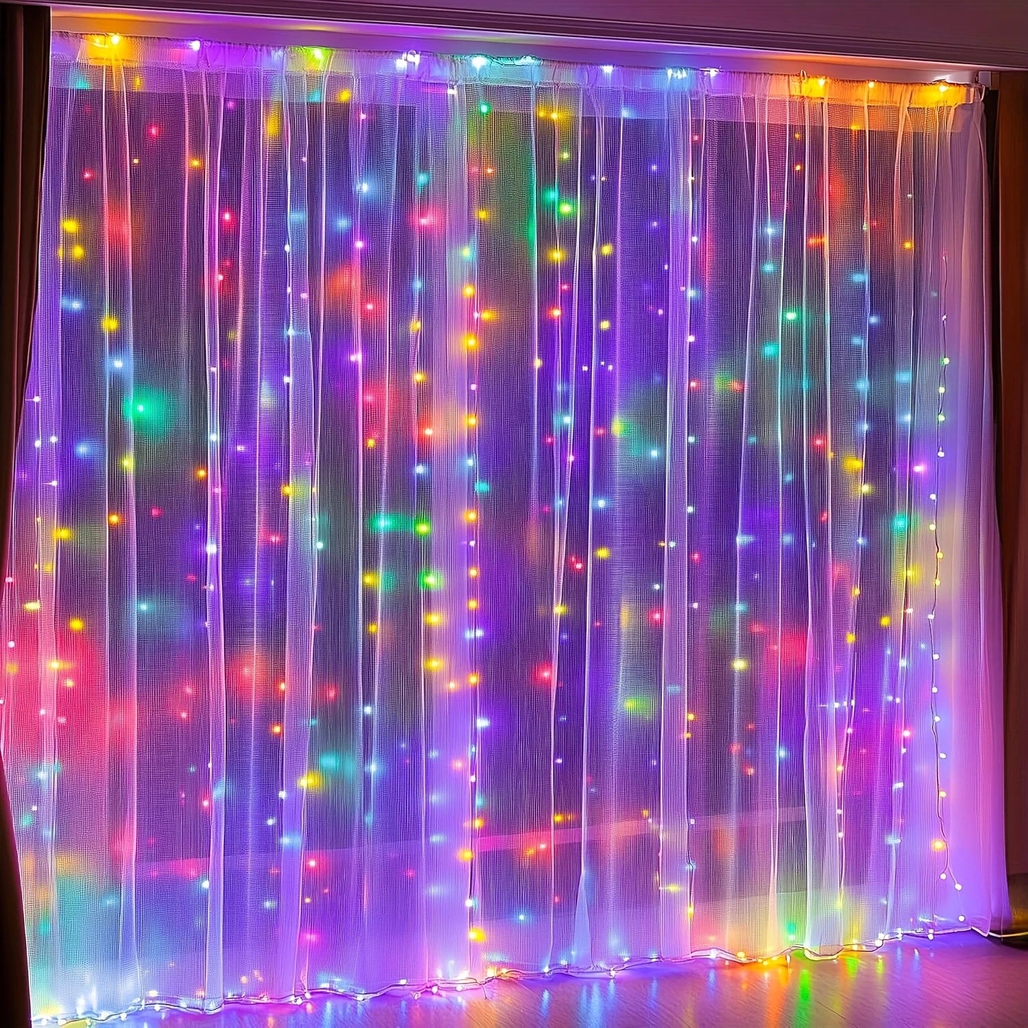 Rideau Lumineux LED USB Type-C, 300 cm de Large, 100 à 300 LED, vue d'ensemble