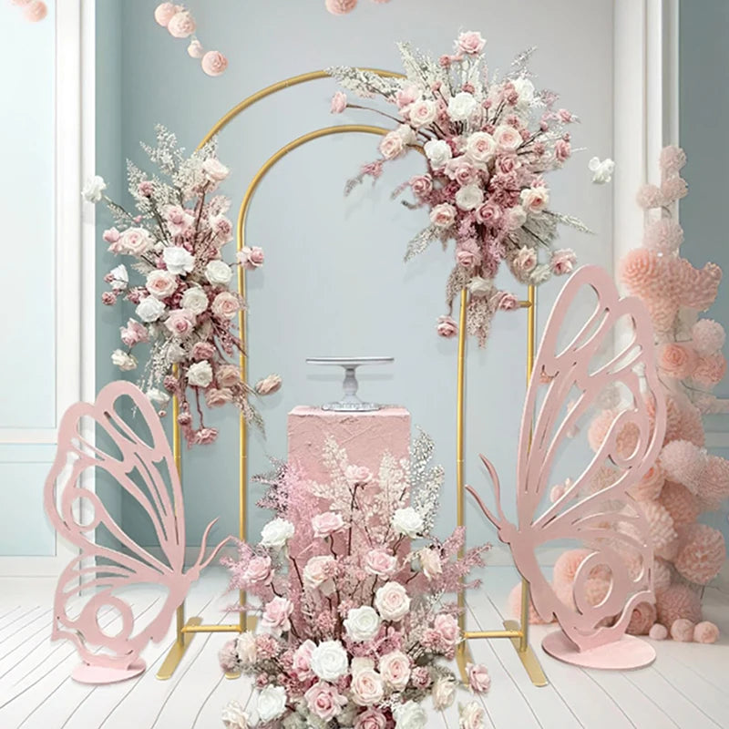 Arche de Mariage Double Arc Dorée en Aluminium, 116 x 214 cm, vue complémentaire 5