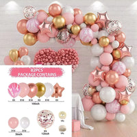 Kit Arche de Ballons Rose, Blanc et Or, kit 82 pièces, rose, blanc et or avec étoiles, modèle A