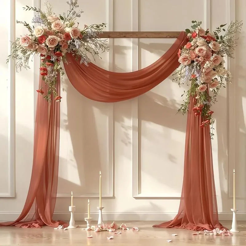 Voilage Arche de Mariage en Mousseline, 70 cm de Large, coloris terracotta
