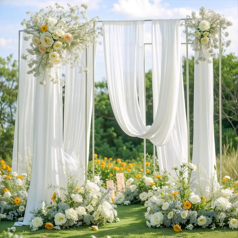 Voilage Chiffon pour Arche de Mariage, 70 cm × 3 à 10 m, coloris blanc