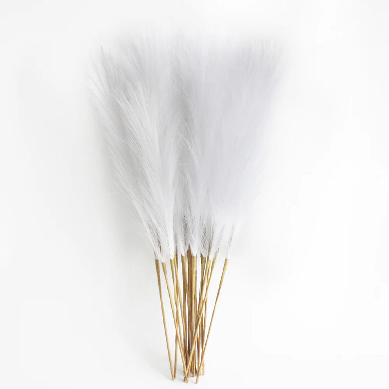 Pampa Artificielle 6 Tiges de 50 cm, Blanc, Beige ou Café, coloris blanc