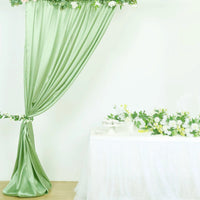 Toile de Fond Mariage en Satin, Poche à Tringle, coloris vert sauge