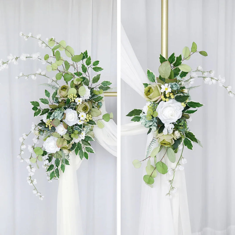 Compositions Florales et Voilages Bohèmes pour Arche de Mariage, 24 Articles à la Pièce