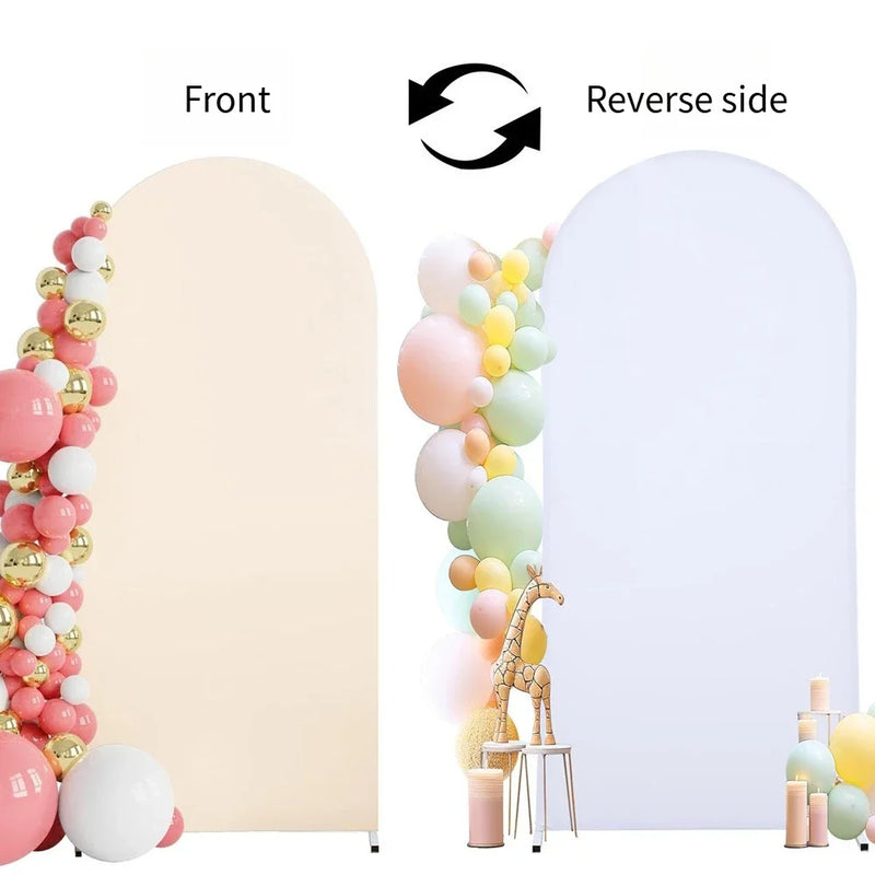 Housse d'Arche de Mariage Double Face en Polyester, coloris beige et blanc