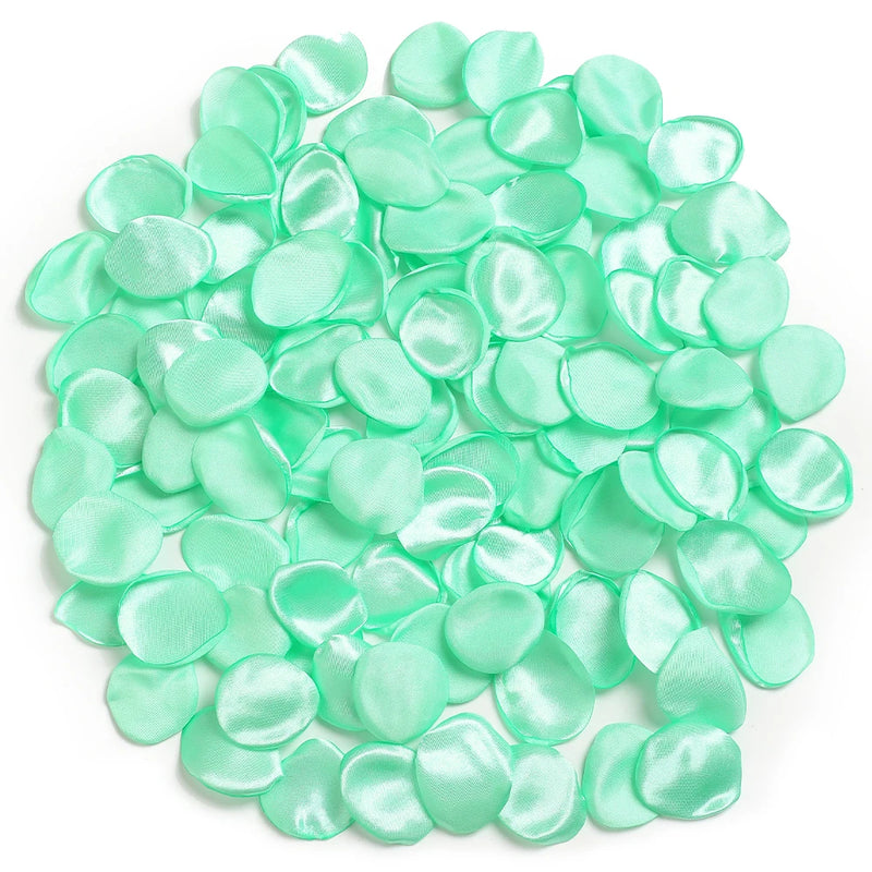 Pétales de Rose Satinés Artificiels, coloris vert menthe