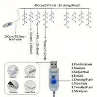 Rideau Lumineux Papillons LED, 400 cm de Large, 96 LED, USB, vue complémentaire 6