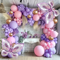 Kit Arche de Ballons Lilas et Rose avec 2 Papillons, vue complémentaire 2