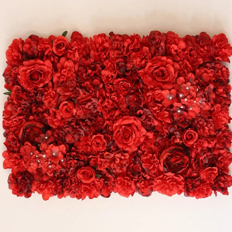 Mur de Fleurs Artificielles, coloris rouge