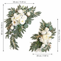 Duo de Compositions Florales pour Arche de Mariage, Terracotta, blanc et ivoire (60 × 30 cm et 40 × 20 cm)