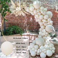 Kit Arche de Ballons Blanc Sable et Beige, blanc sable, 104 pièces
