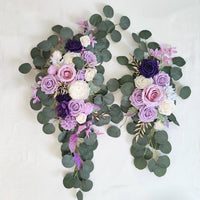 Fleurs et Voilages pour Arche de Mariage, paire de compositions, lilas et violet