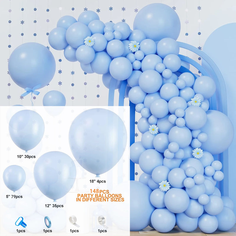 Kit Arche de Ballons 148 Pièces, Rose Pastel, Or, coloris bleu pastel