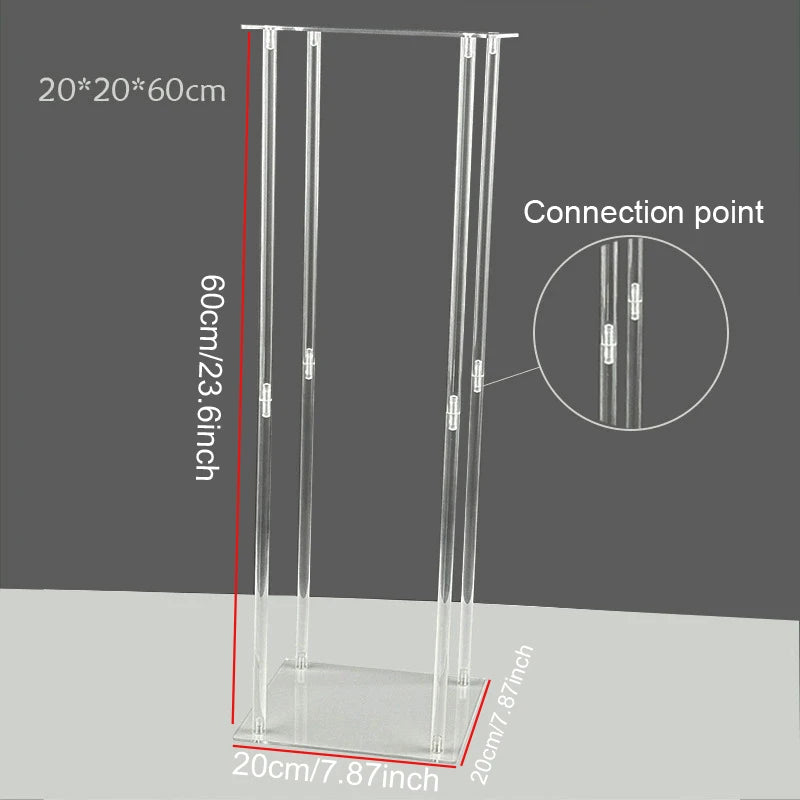 Colonne Acrylique Transparente pour Fleurs de Mariage, 3 Hauteurs de 40 à 80 cm