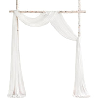 Compositions florales et voilages rustiques pour arche de mariage, article voilage blanc, 2 pièces