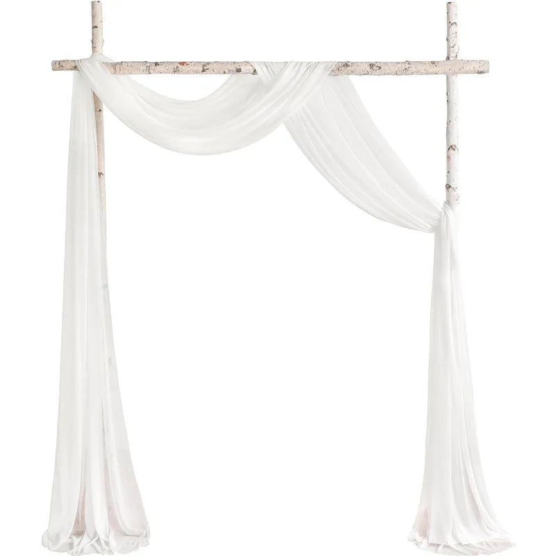 Compositions florales et voilages rustiques pour arche de mariage, article voilage blanc, 2 pièces