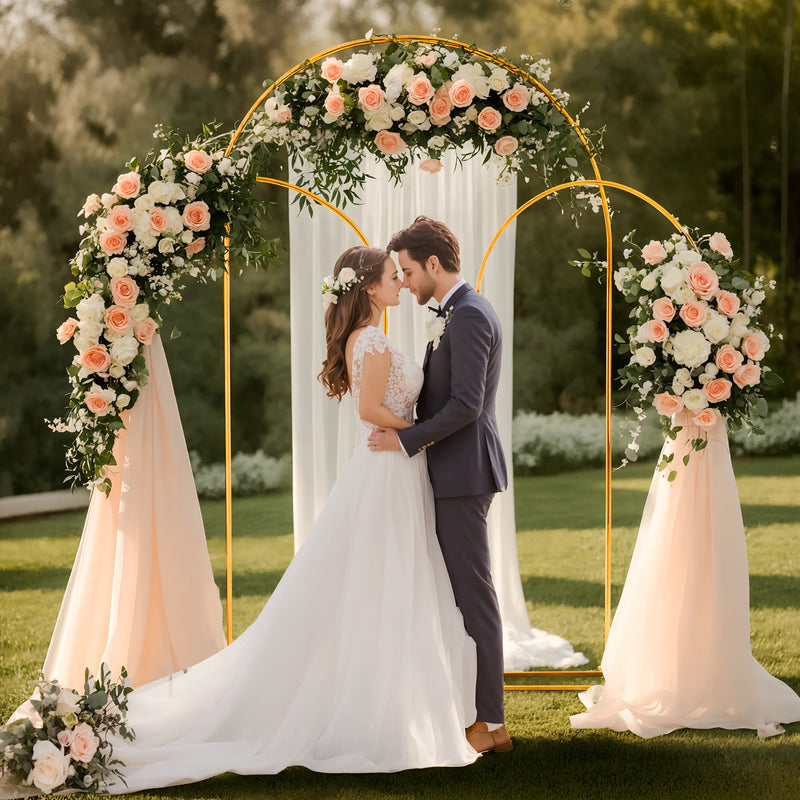 Arche de Mariage Dorée à Sommet Arrondi, 80 × 180 à 120 × 220 cm