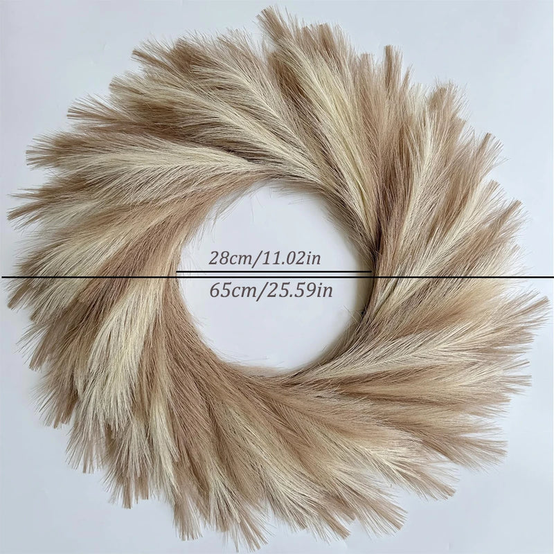Couronne de Pampa Artificielle Murale Beige et Café, vue complémentaire 6