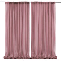 Voilage Chiffon de Mariage avec Poche pour Tringle, coloris vieux rose
