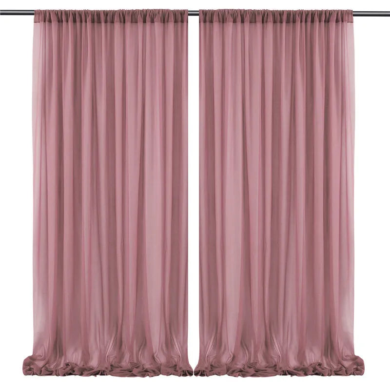 Voilage Chiffon de Mariage avec Poche pour Tringle, coloris vieux rose