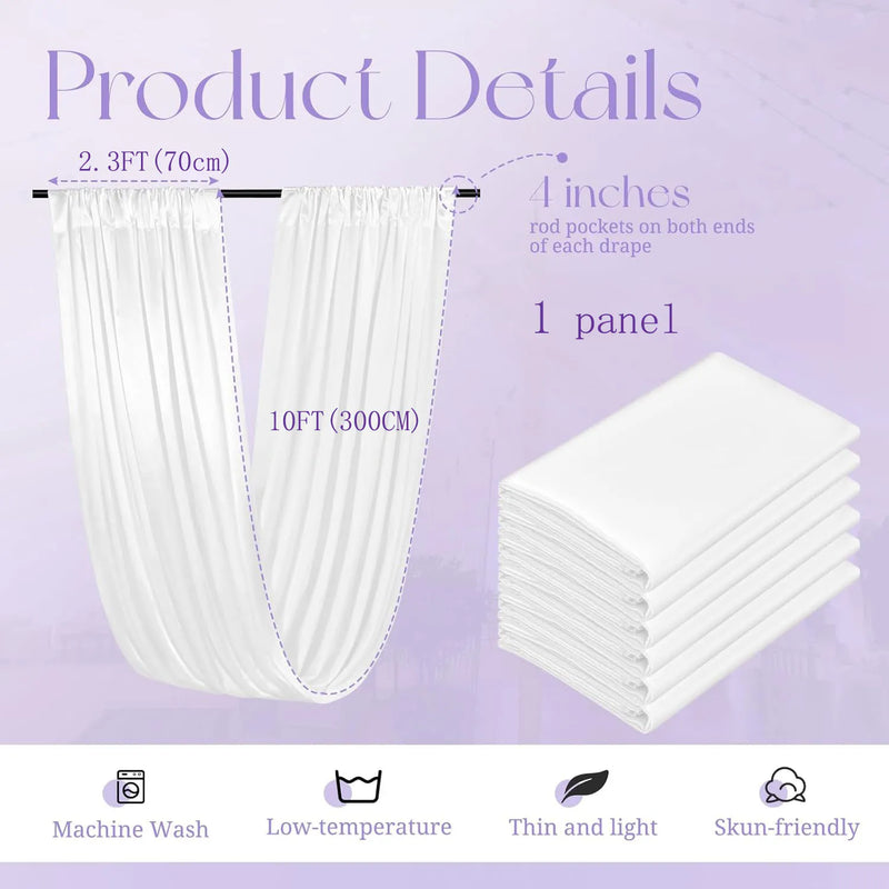 Drapé de Plafond Mariage en Satin, 16 Coloris, 3 à 12 m