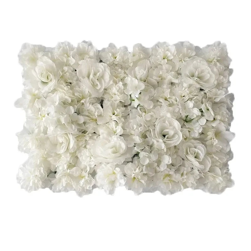 Mur de Fleurs Artificielles, Lot de 4 Panneaux 60 × 40 cm, coloris blanc