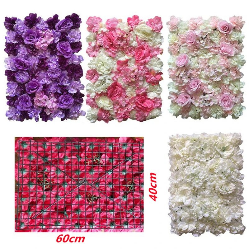Mur de Fleurs Artificielles, Panneau Haute Densité 60 × 40 cm, 22 Coloris