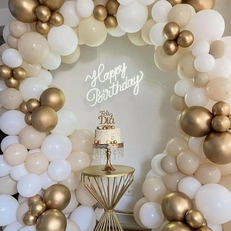 Kit Arche de Ballons Sable, Blanc et Or avec Confettis, vue complémentaire 3
