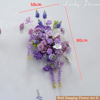 Compositions Florales Violettes pour Arche de Mariage, composition murale violette, 50 × 80 cm