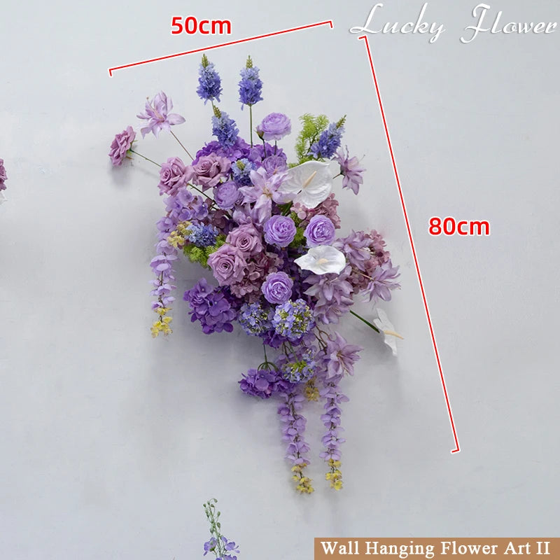 Compositions Florales Violettes pour Arche de Mariage, composition murale violette, 50 × 80 cm