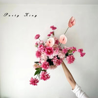 Fleurs pour Arche de Mariage, Roses et Anthuriums Rose Poudré, vue d'ensemble