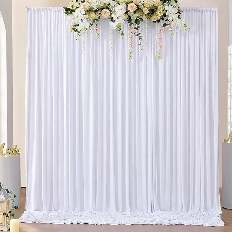 Toile de Fond Mariage Sans Plis, Rideau de Photocall, coloris blanc