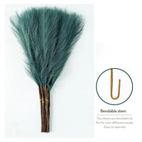 Pampa Artificielle 20 Tiges de 55 cm, Vert, Orange, coloris vert foncé