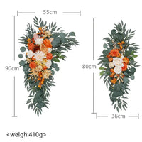 Fleurs et Voilages pour Arche de Mariage, paire de compositions, orange et ivoire