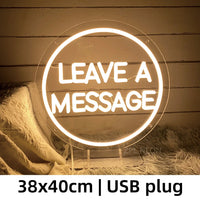 Néon « Leave a Message » pour Mariage, Cercle ou Manuscrit, 11 Couleurs, USB