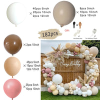 Kit Arche de Ballons Rose Poudré et Nude, 96 à 182 Pièces, blanc, taupe, chocolat, nude et vieux rose, 182 pièces