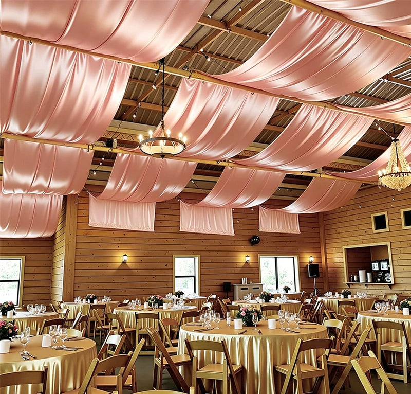 Drapé de Plafond Mariage en Satin, 16 Coloris, 3 à 12 m
