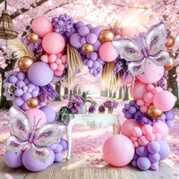 Kit Arche de Ballons Lilas et Rose avec 2 Papillons, vue complémentaire 4