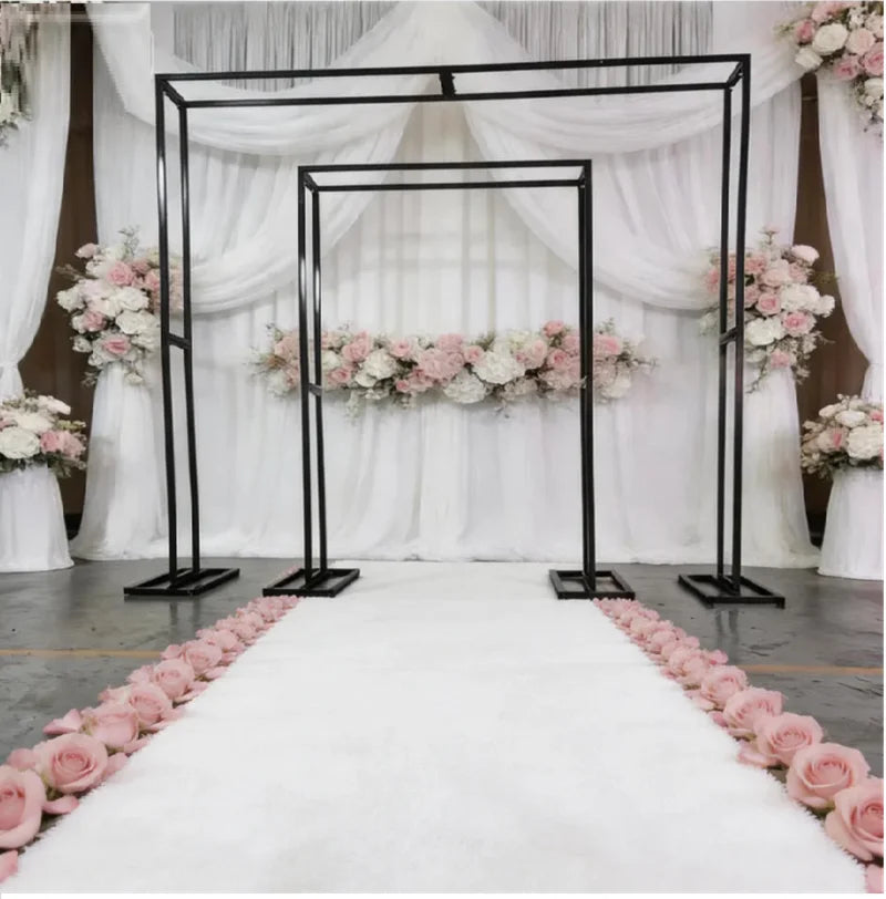 Arche de Mariage Rectangulaire Noire en Métal, 1 ou 2 Arches Géométriques