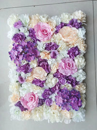 Mur de Fleurs Artificielles, coloris violet, rose et blanc