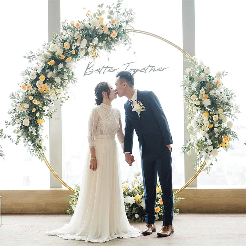 Arche de Mariage Ronde en Aluminium Doré, 150 à 220 cm