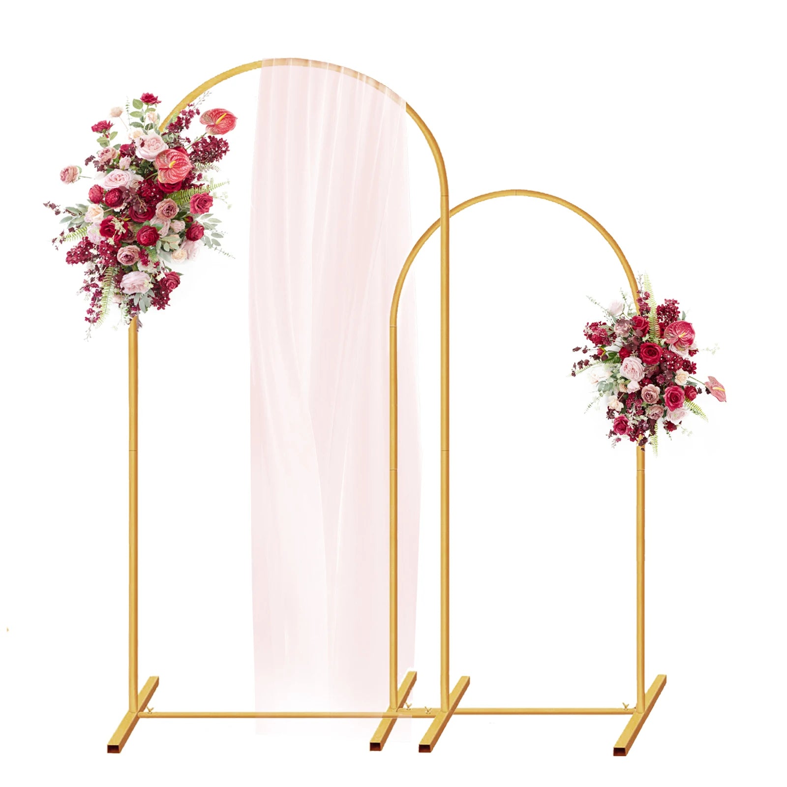 Arches de Mariage Dorées en Métal, Lot de 2 Arches Cintrées